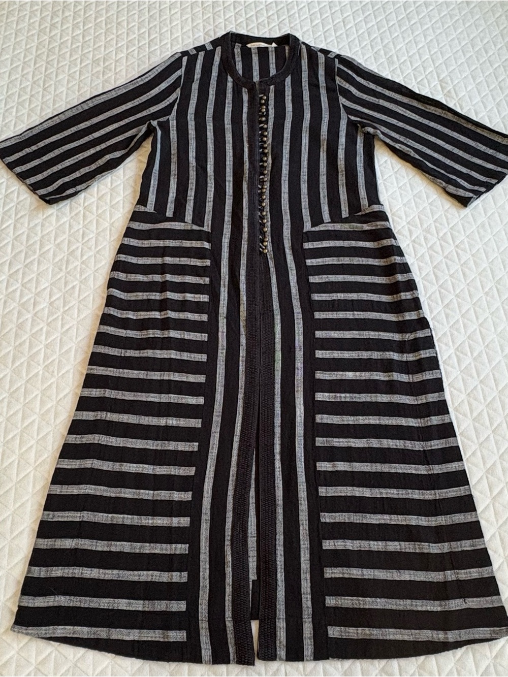 Soft surroundings Moroccan Topper Size M Striped maxi tunic duster Kaftan kimono
